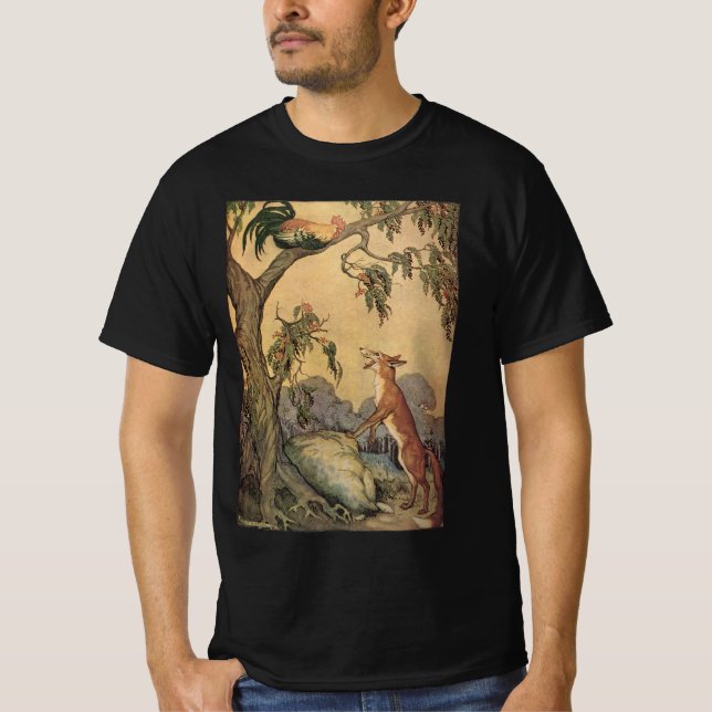 Camiseta Las fábulas de Aesop, Fox, Rooster y el perro (Anverso)