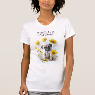 Camiseta Las flores amarillas de la mejor madre del perro d