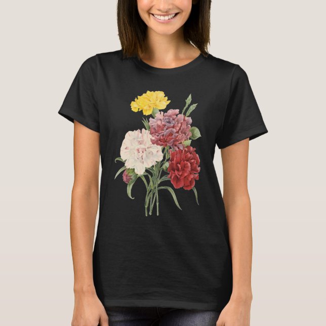 Camiseta Las flores de los jardines de Dianthus Redoute (Anverso)