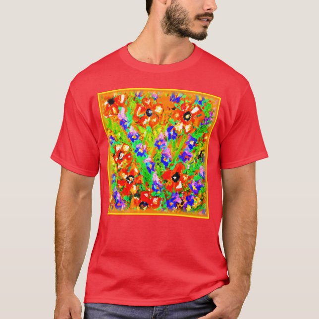 Camiseta "Las Flores Naranjas" Cuesta Pintura. ¡Hazte con u (Anverso)
