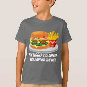 Camiseta Las fritadas lindas de la hamburguesa de Kawaii