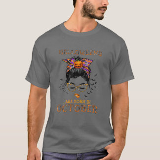 Camiseta Las Halloqueens Nacen En Octubre Messy Bun H