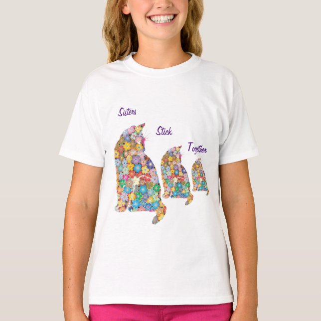 Camiseta Las Hermanas Se Mantienen Juntos 3 Gatitos Gatos F (Anverso)