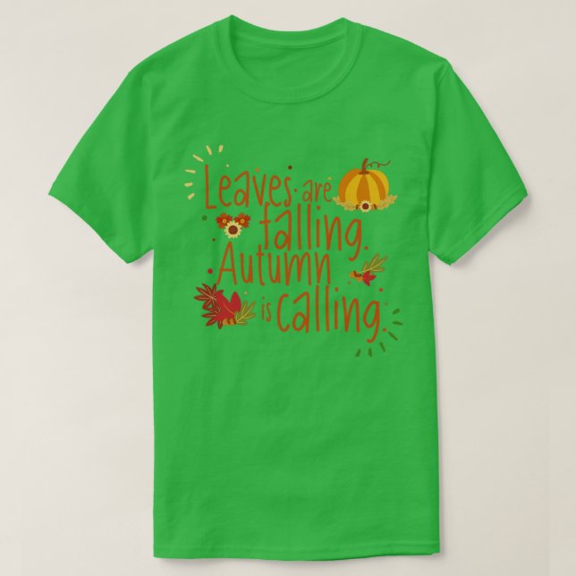 Camiseta Las hojas caen otoño llama (Diseño del anverso)