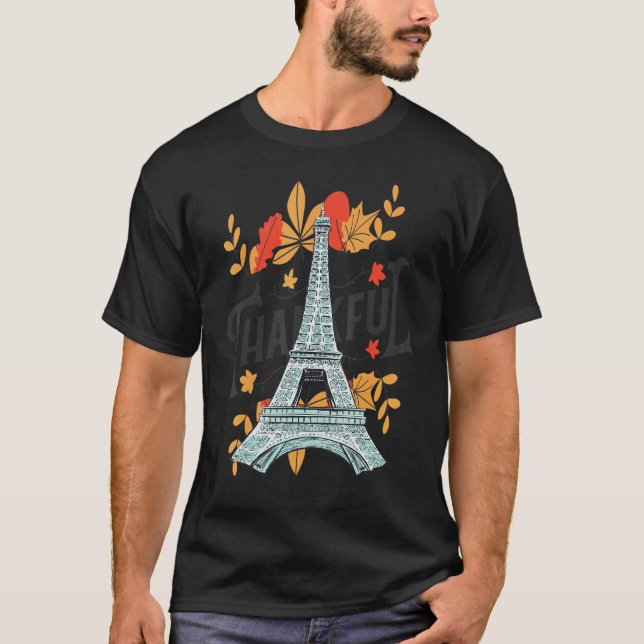 Camiseta Las hojas de otoño de la Torre Eiffel de París cae (Anverso)
