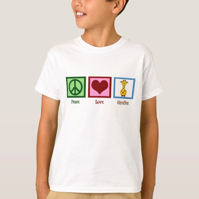 Camiseta Las jirafas de amor por la paz aburren a los niños (Anverso)