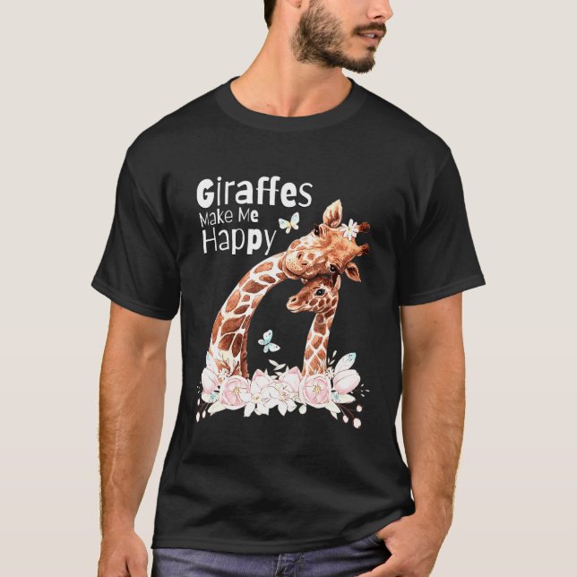 Camiseta Las jirafas me hacen feliz jirafa mamá bebé jirafa (Anverso)