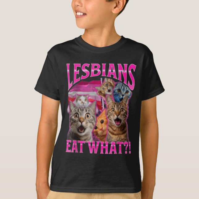 Camiseta Las lesbianas comen qué_ Gato divertido Orgullo ga (Anverso)
