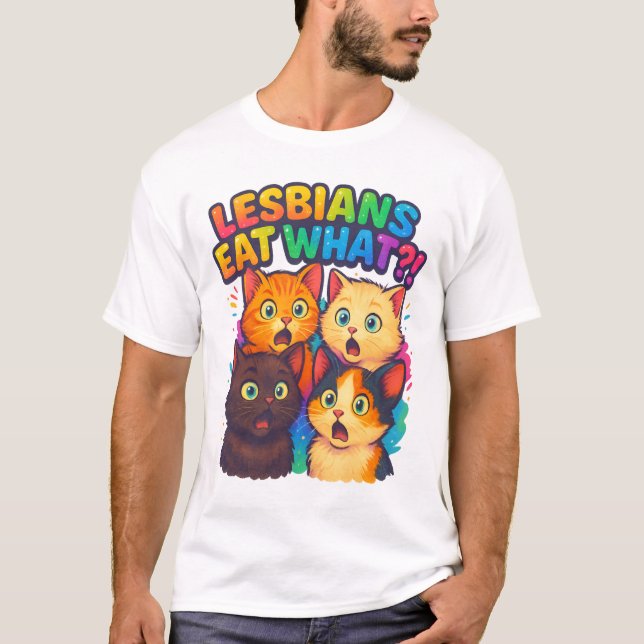 Camiseta Las lesbianas comen qué - Gracioso diseño del Orgu (Anverso)