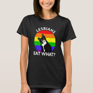 Camiseta Las lesbianas comen qué lindo gato negro LGBT Colo