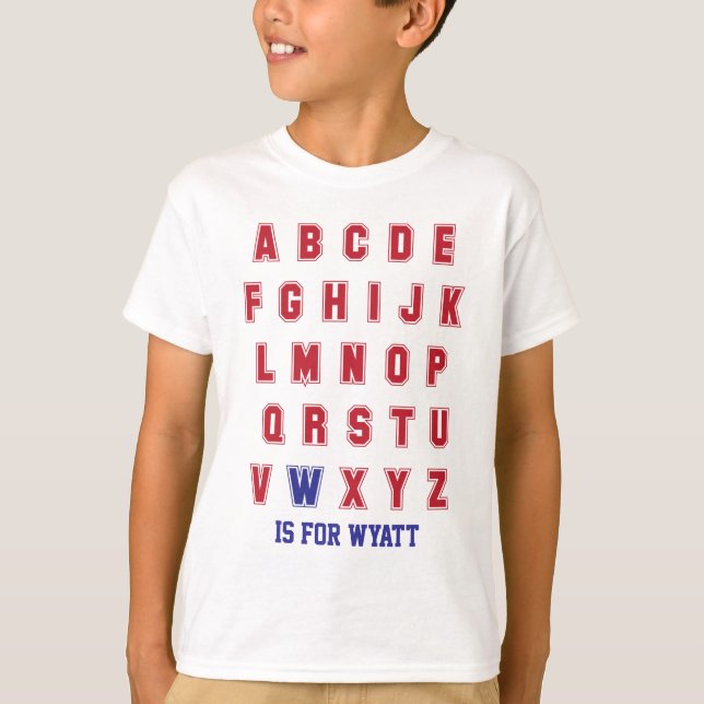Camiseta Las letras personalizadas W del alfabeto de ABC (Anverso)