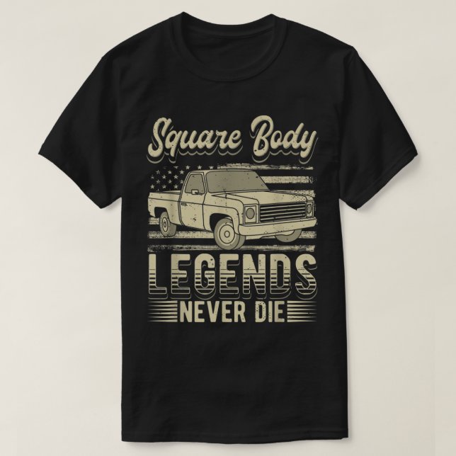 Camiseta Las Leyendas Cuadradas Del Cuerpo Nunca Mueren Art (Diseño del anverso)