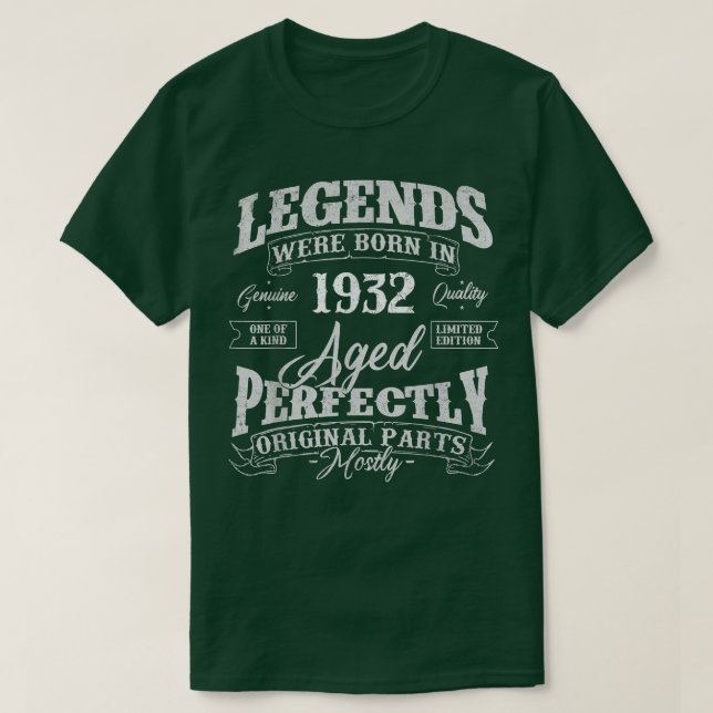 Camiseta Las Leyendas Nacieron En 1932, Año De Nacimiento (Diseño del anverso)
