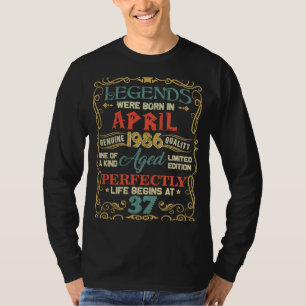 Camiseta Las leyendas nacieron en abril de 1986 Cumpleaños 