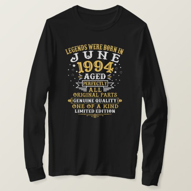 Camiseta Las Leyendas Nacieron En Junio De 1994 28 Años (Anverso del diseño)