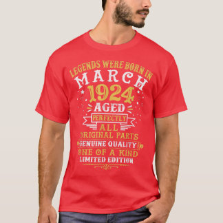 Camiseta Las Leyendas Nacieron En Marzo De 1924 98 Años 98º