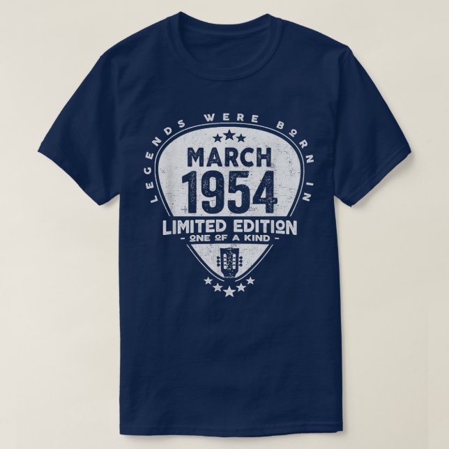 Camiseta Las Leyendas Nacieron En Marzo De 1954Guitar (Diseño del anverso)
