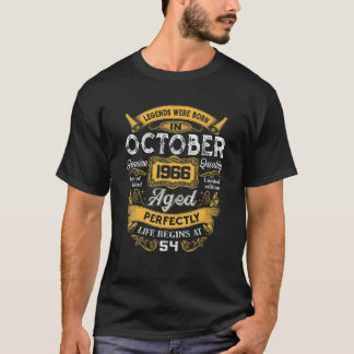 Camiseta Las Leyendas Nacieron En Octubre De 1966 54º Cumpl