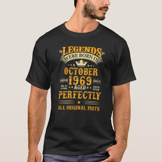 Camiseta Las Leyendas Nacieron En Octubre De 1969 53 Años D (Anverso)