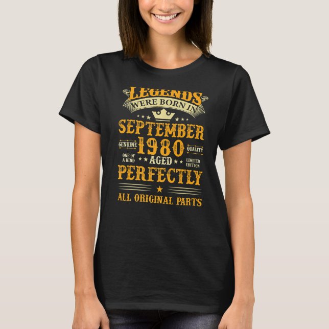Camiseta Las Leyendas Nacieron En Septiembre De 1980 42 Año (Anverso)