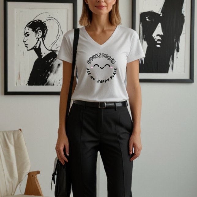 Camiseta "Las librerías son mi lugar feliz" Diseño (Subido por el creador)