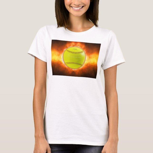 Camiseta Las llamas de bola rápida de softball amarillo de  (Anverso)