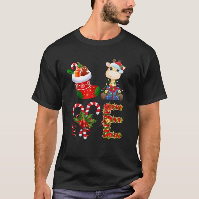 Camiseta Las Luces De Los Navidades Giraffe Dieron Luces A  (Anverso)