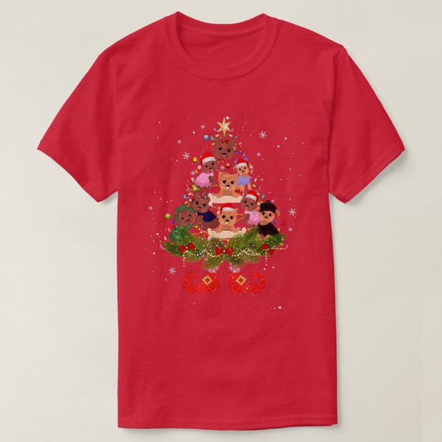 Camiseta Las luces del árbol de navidad de Yorkie cuestan a (Diseño del anverso)