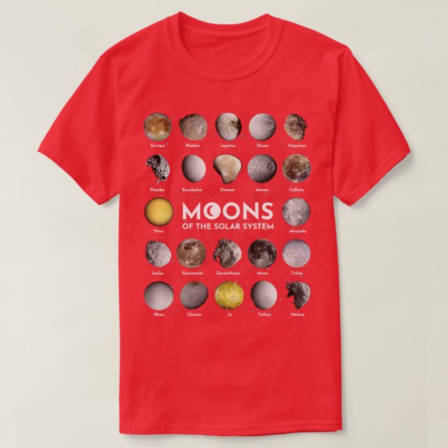 Camiseta Las lunas del sistema solar (Diseño del anverso)