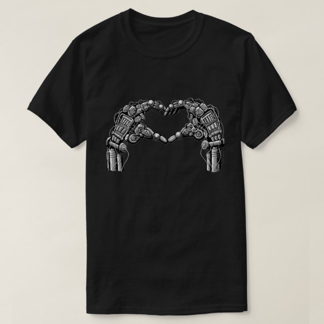 Camiseta Las manos del robot hacen forma del corazón (Diseño del anverso)