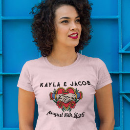 Camiseta Las manos en la Boda de novias del tatuaje del mat