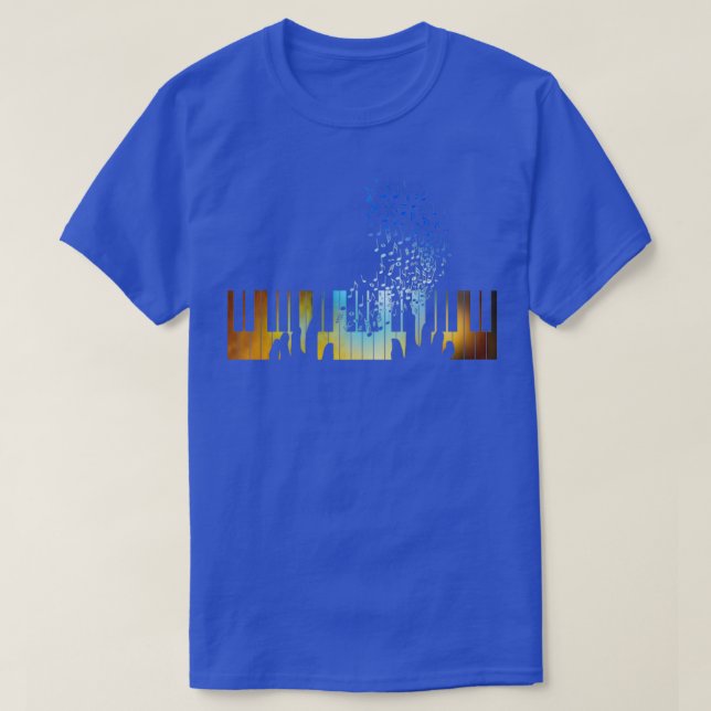 Camiseta Las manos jugando en el regalo del teclado del pia (Diseño del anverso)