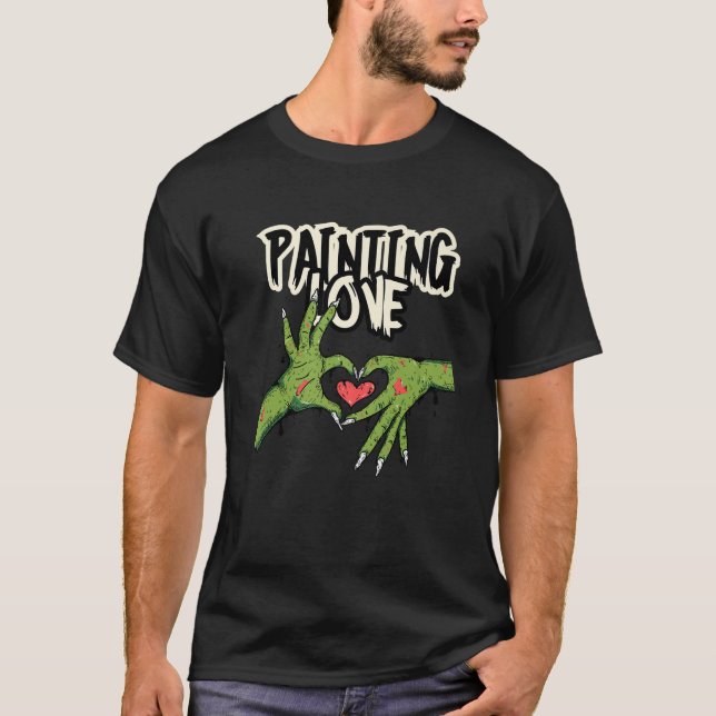 Camiseta Las manos zombies pintan amor terror escalofriante (Anverso)