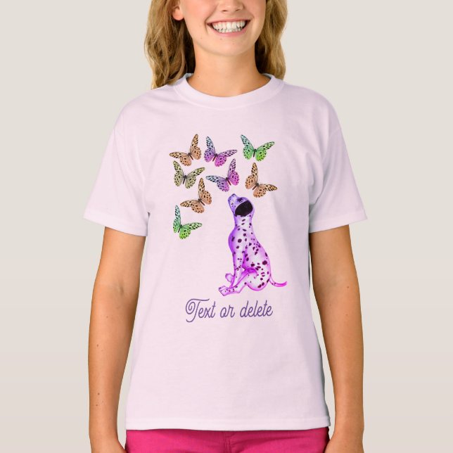 Camiseta Las mariposas dálmatas coloridas de cachorro dálma (Anverso)