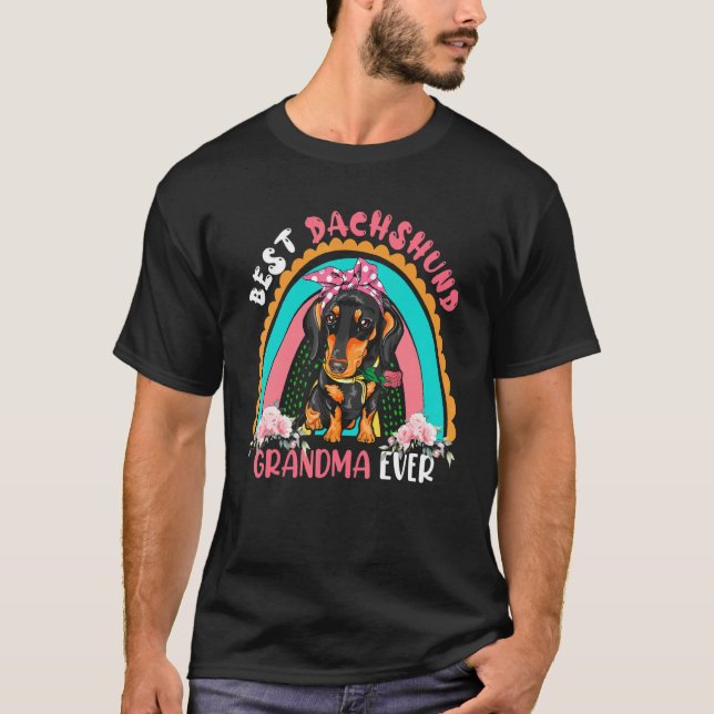 Camiseta Las mejores flores de arcoiris de Dachshund D (Anverso)