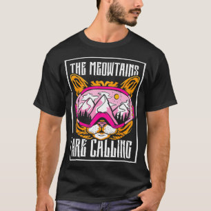 Camiseta Las Meowtains Están Llamando Esquí De Esquí De Gat