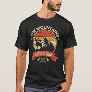 Camiseta Las montañas están llamando vintage ciervo puesta 