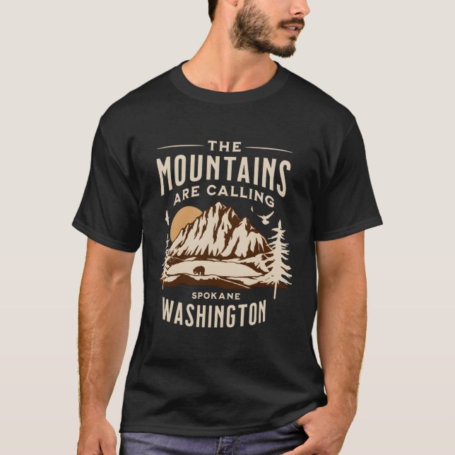 Camiseta Las Montañas Llaman A Spokane Washington (Anverso)