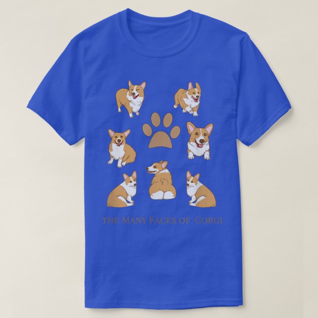 Camiseta Las muchas caras del obsequio de perro Corgi Funny (Diseño del anverso)