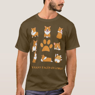 Camiseta Las muchas caras del perro Corgi Funny