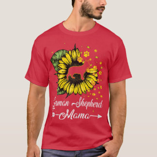 Camiseta Las mujeres adoran al pastor alemán Mama Sunflower