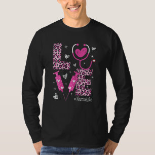 Camiseta Las mujeres aman a la enfermera vida leopardo rosa