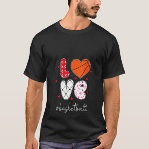 Camiseta Las mujeres aman el baloncesto Xoxo Doodle Heart B