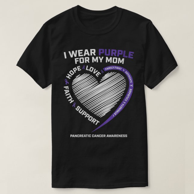 Camiseta Las Mujeres Apoyan Que Uso Púrpura Por Mi Mamá Pan (Diseño del anverso)