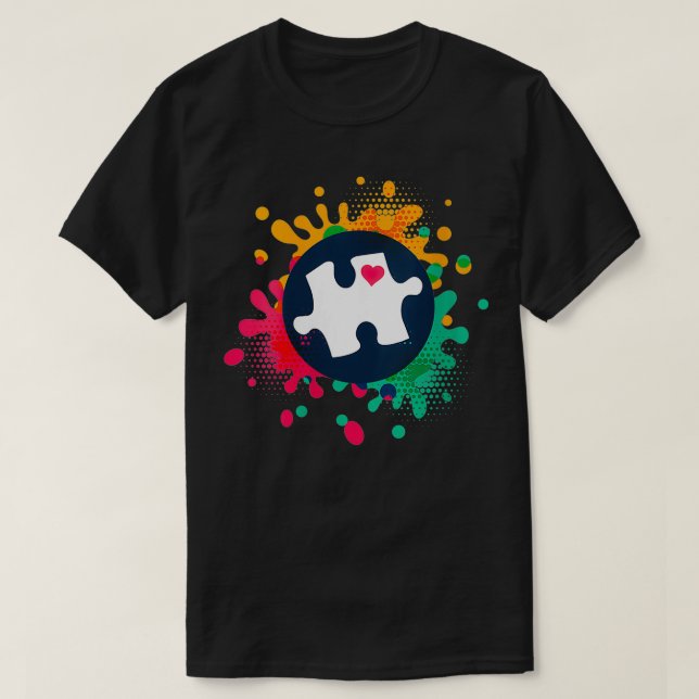 Camiseta Las mujeres Autismo Conciencia Pieza de rompecabez (Diseño del anverso)