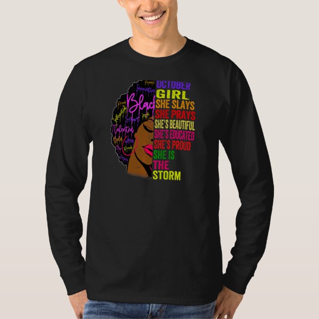 Camiseta Las mujeres Chicas de Octubre Rezan Afro Historia  (Anverso)
