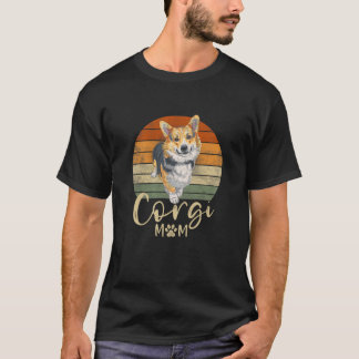 Camiseta Las mujeres Corgi Mom Retro Sunset Corgi Lover Reg