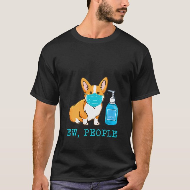 Camiseta Las Mujeres Corgi Perro Llevan Máscara De Cara Ojo (Anverso)