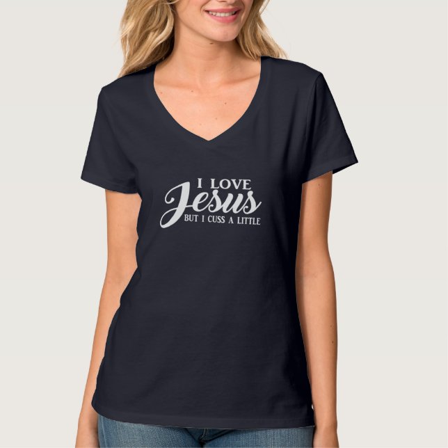 Camiseta Las mujeres cristianas me encantan Jesús, pero me  (Anverso)