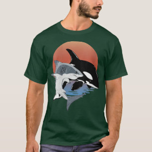 Camiseta Las mujeres cutan ballena orca y tiburón al atarde